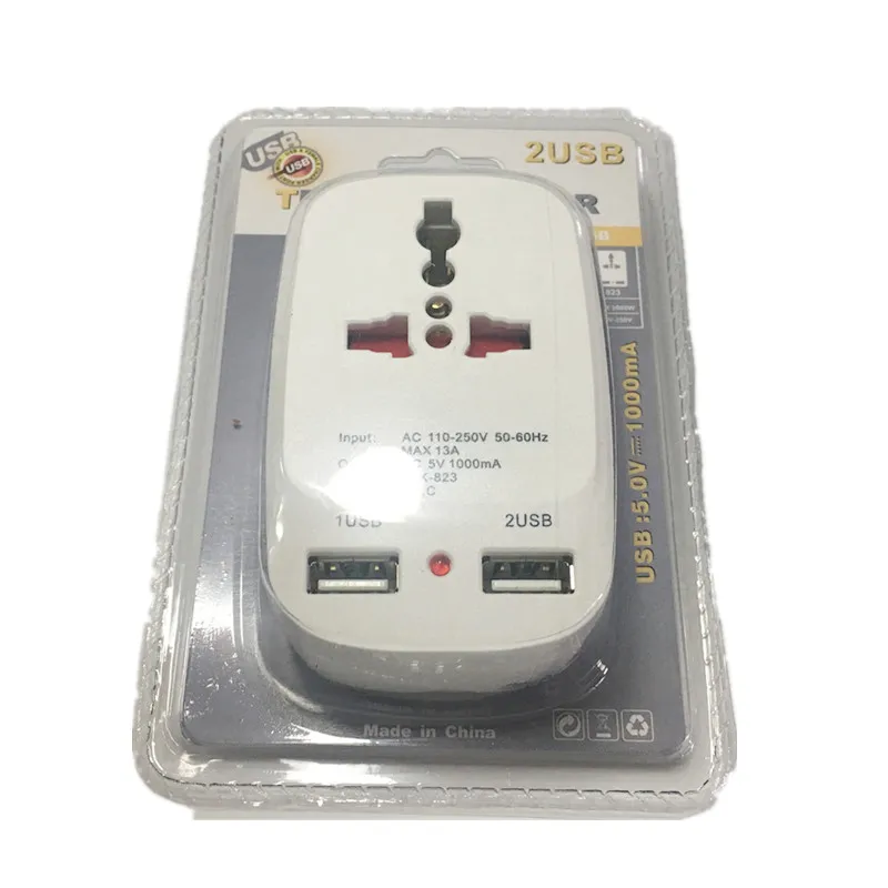 240 шт. Универсальный дорожный адаптер для розетки с двумя USB портами 13 а и