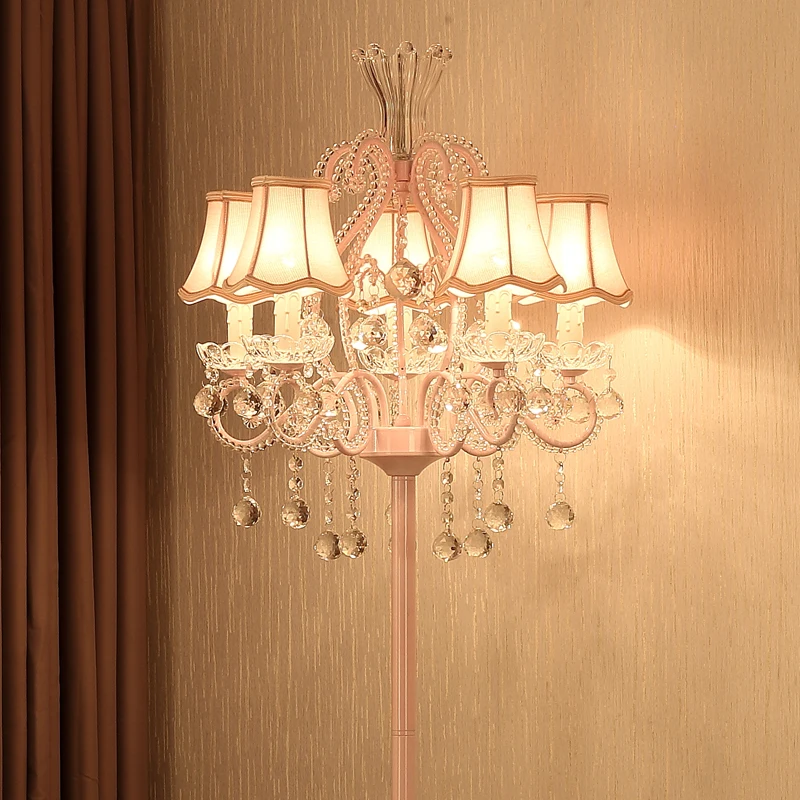 

European Style Princess Crystal Floor Lights Modern Pink Warmth Bedside floor lamp led Simple Luxury Candle Lamps Floor