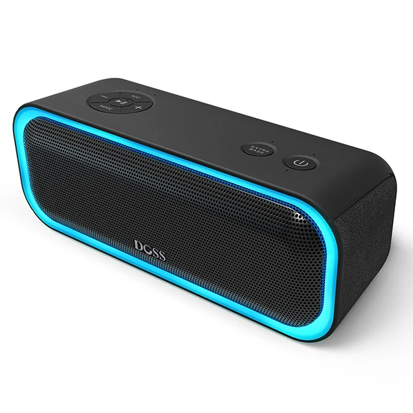 DOSS SoundBox Pro Bluetooth динамик TWS беспроводной динамик s 2*10 Драйверы с мигающий светодиодный светильник усиленный бас стерео звук IPX5 - Цвет: Черный