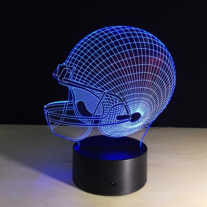 7 цветов Lampara Футбол USB Новинка Питтсбург шлем RGB светодиодный ночной Светильник 3D