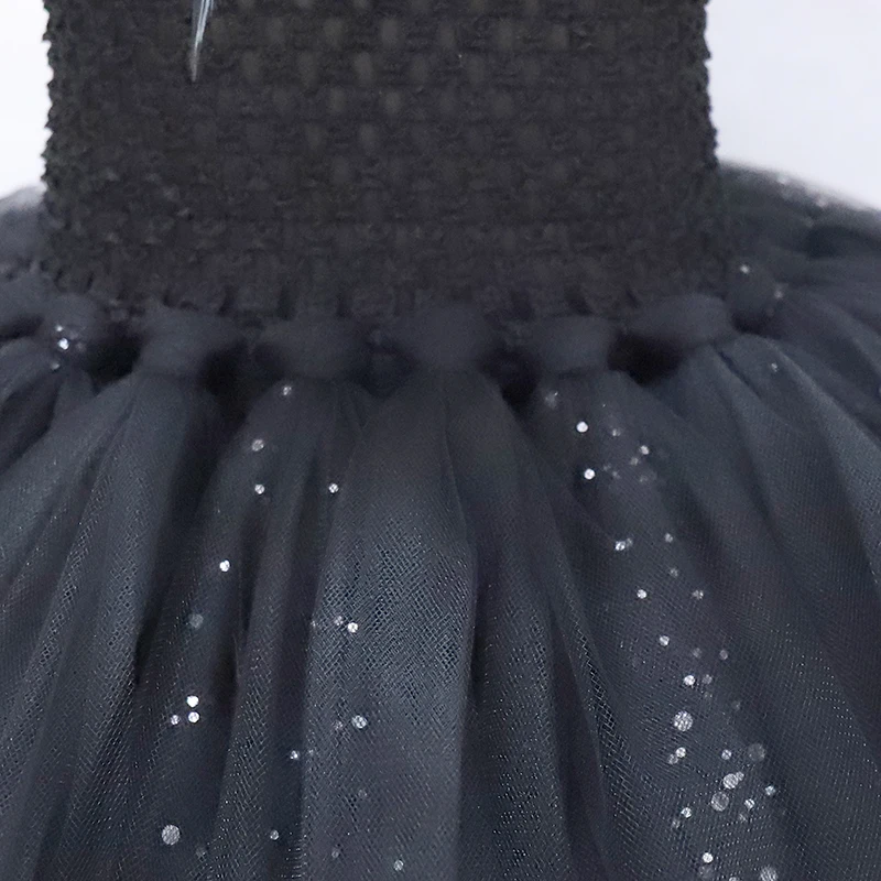 POSH DREAM Black Flower Girls Tutu Dresses for Party Sparkly Tulle with Lining Kids Clothes | Детская одежда и обувь