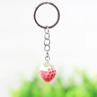 ceramic strawberry natural stone keychain catoon cute fresh creative ceramic bag pendant decoration women jewelry car key ring