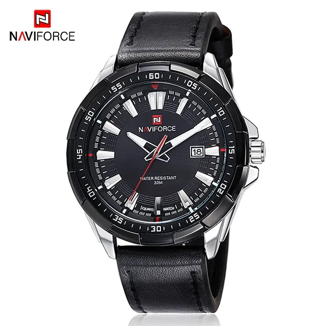 Black Silver NAVIFORCE Mens Watches Luxury Brand Waterproof Fashion Watch Men Military Quartz Wristwatch Relogio Masculino Reloj Hombre - Цвет: Black Silver