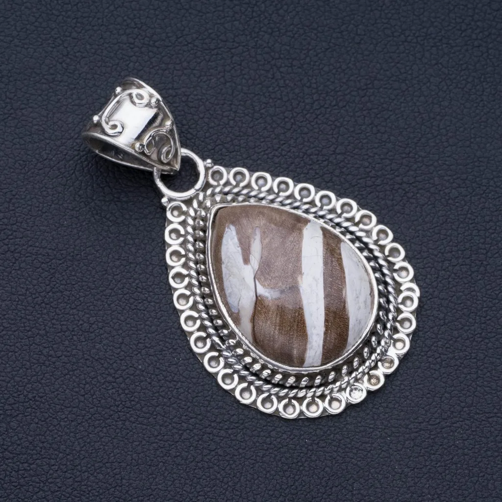 

Natural Russian Graph Feldspar Punk Style 925 Sterling Silver Pendant 2" P0844
