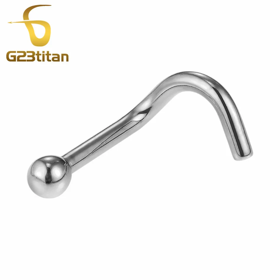 Nose Rings G23titan кольца для носа Nariz серьги ноздри пирсинг CZ Циркон Пронзительный нос винт изогнутый зубец Нос Кольца шпильки ювелирные изделия для тела - Окраска металла: Nose Rings