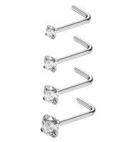 50pcslot 20g cz nose stud screw surgical steel nose ring nose piercing1 5mm 2mm 2 5mm 3mm l shape shine free shipping