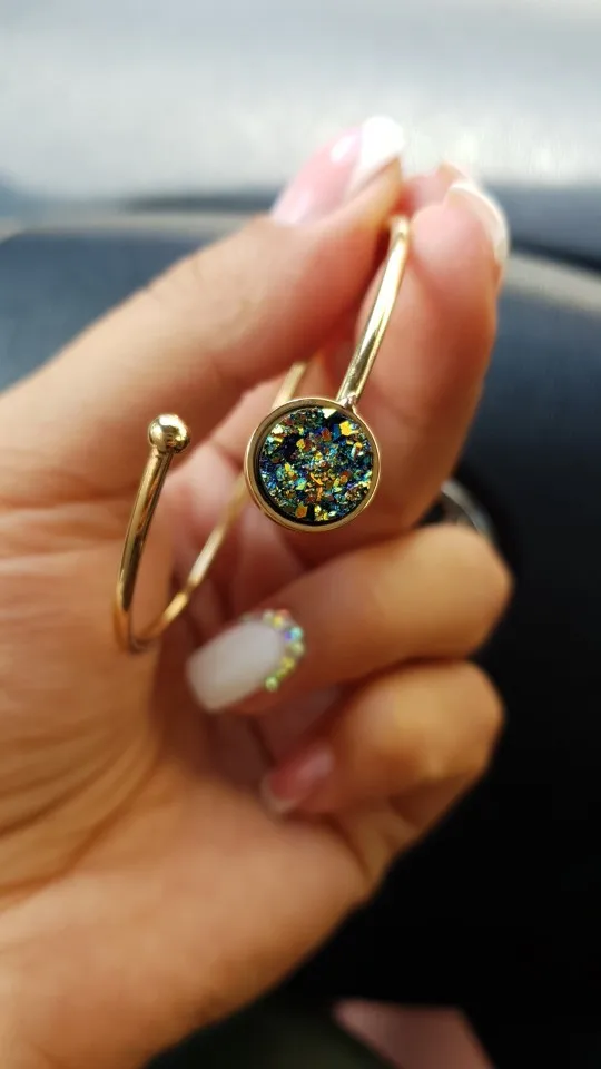 Bijoux, Европейский геометрический круглый, из смолы, Druzy, винтажное ювелирное изделие, ассиметричная ручная манжета, регулируемый браслет для женщин, браслеты Bileklik