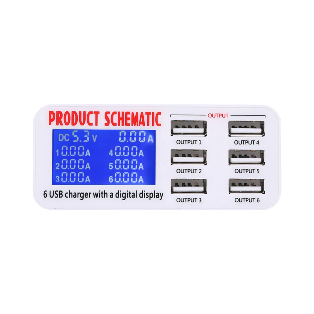 Новинка 2019 6 портов USB зарядное устройство для путешествий lcd цифровой дисплей