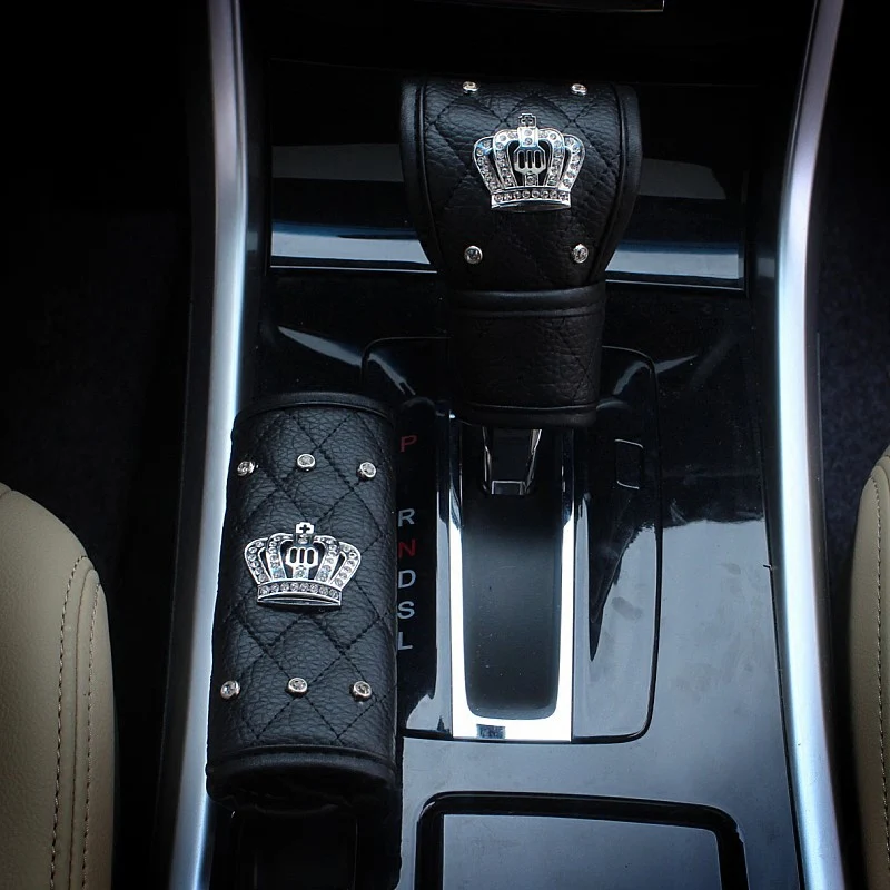 Модная Хрустальная корона кожаная крышка для автомобильного редуктора ручного