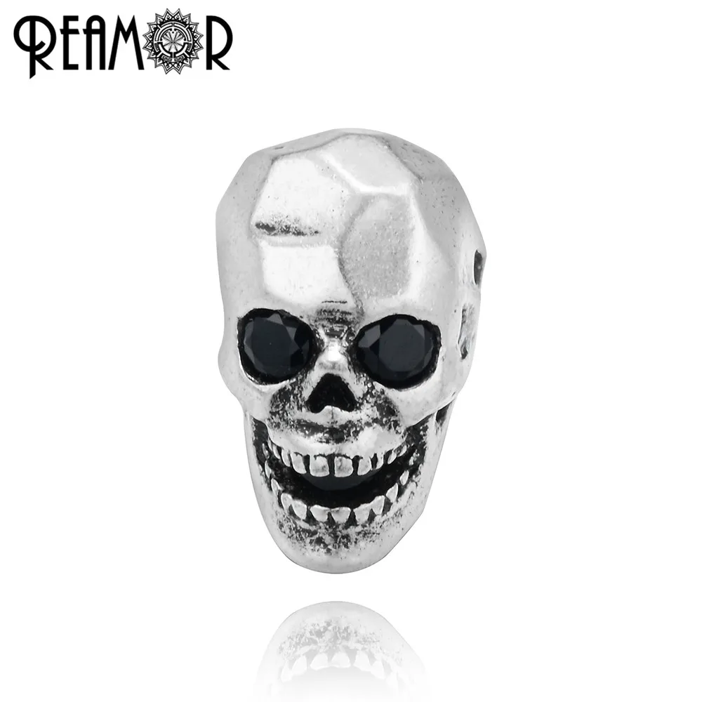 REAMOR DIY Metal Spacer Charm Bronze Red Copper Beads 2mm Silver Plated Irregular Skull Head For Bracelet Jewelry Making | Украшения и