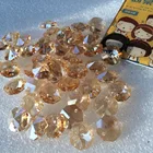 Высокое качество 100 шт. шампанское 14 мм K9 хрустальные Восьмиугольные бусины с двумя отверстиями хрустальные детали для люстры DIY Украшение + Бесплатные Кольца