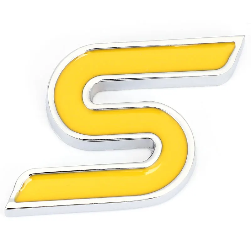 Yellow Car Stickers 3D Металлическая S Передняя решетка хромированная эмблема бейдж наклейки для автомобиля наклейки для Ford Focus Fiesta Ecosport Kuga Mondeo Everest стайлинга автомобилей - Название цвета: Yellow Car Stickers