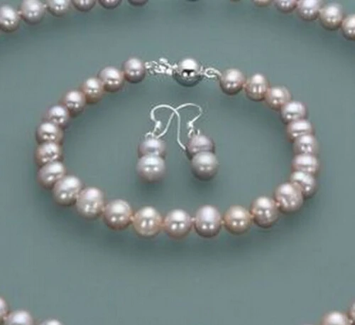 Женский комплект ювелирных изделий 8-9 мм ярко-фиолетовые браслет с натуральным