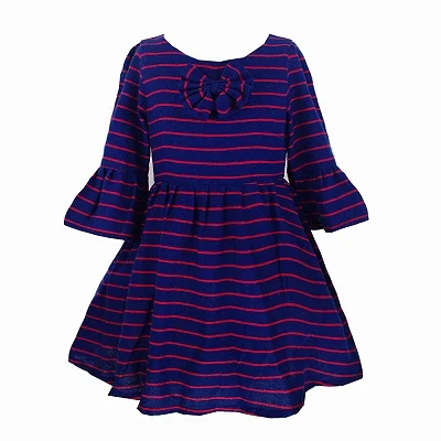 Kseniya Kids/винтажные платья для больших и маленьких девочек с длинными рукавами; 2 слоя; сезон осень-зима; вечерние платья для девочек на свадьбу; праздничное От 2 до 10 лет - Цвет: Navy Stripe