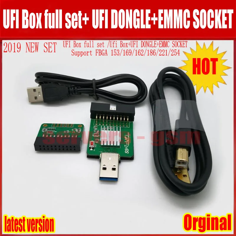 UFI коробка полный набор/уфи коробка+ уфи ключ+ EMMC разъем Поддержка FBGA 153/169/162/186/221/254 Фул памяти на носителе EMMC Услуги инструмент