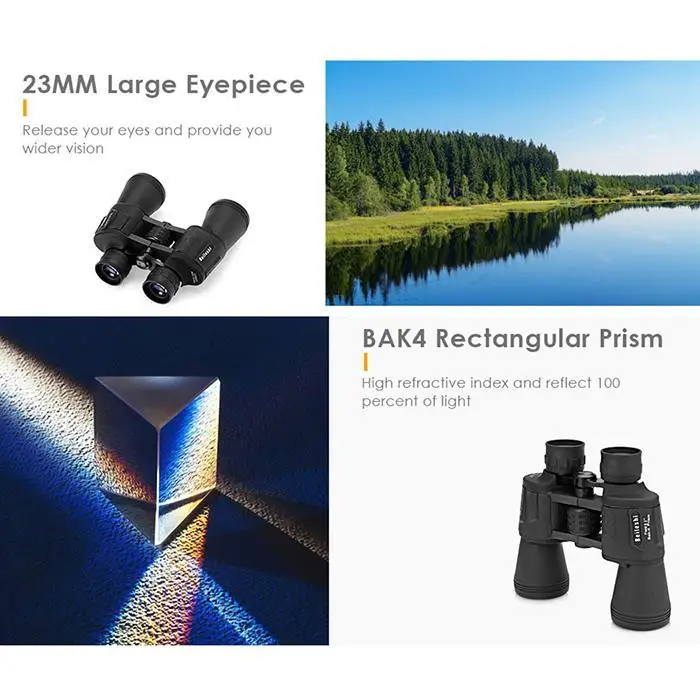 Бинокль Beileshi 20X50 56 M/1000 M HD Vision широкоугольный Призма Бинокулярный Открытый