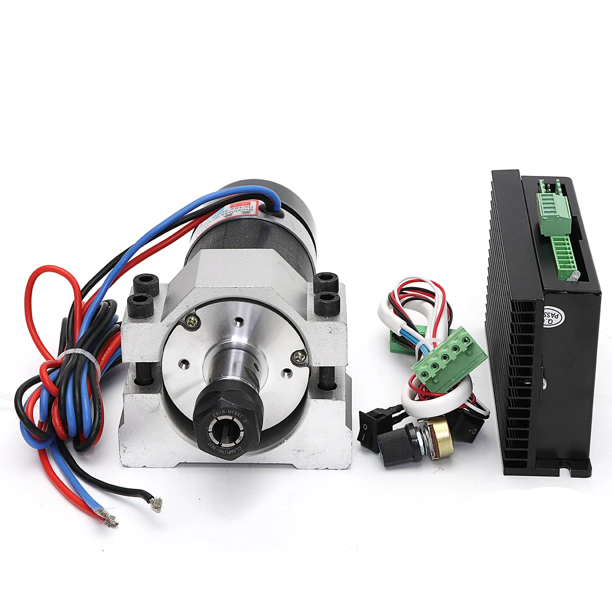 48V CNC 500 Вт двигатель шпинделя воздушного охлаждения мотора постоянного тока без щетки+ УФ-фильтр 52 мм с зажимом+ Скорость регулятор ER16 для гравировальный станок с ЧПУ, фрезерный станок