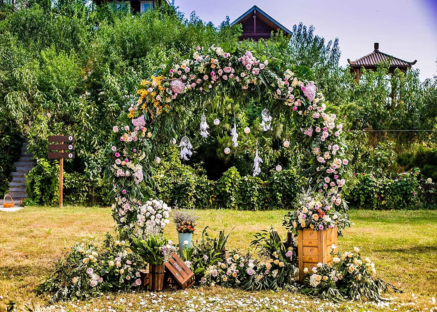 7x5ft венок Арки Фон для пикника реквизит фотосъемки|Аксессуары фотостудии| |