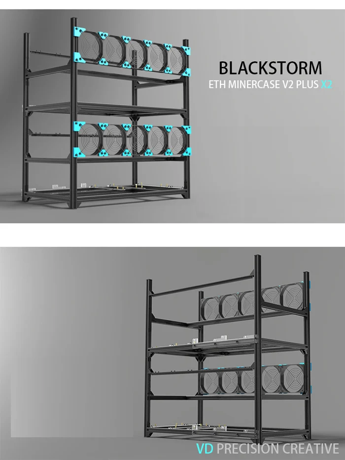 6 GPU 5 вентиляторов Miner добыча Rig Алюминий стекируемые открытым горного воздуха