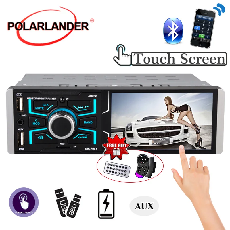 Автомагнитола 4 1 дюйма с сенсорным экраном HD AUX FM Bluetooth Mirrorlink Din | Автомобили и