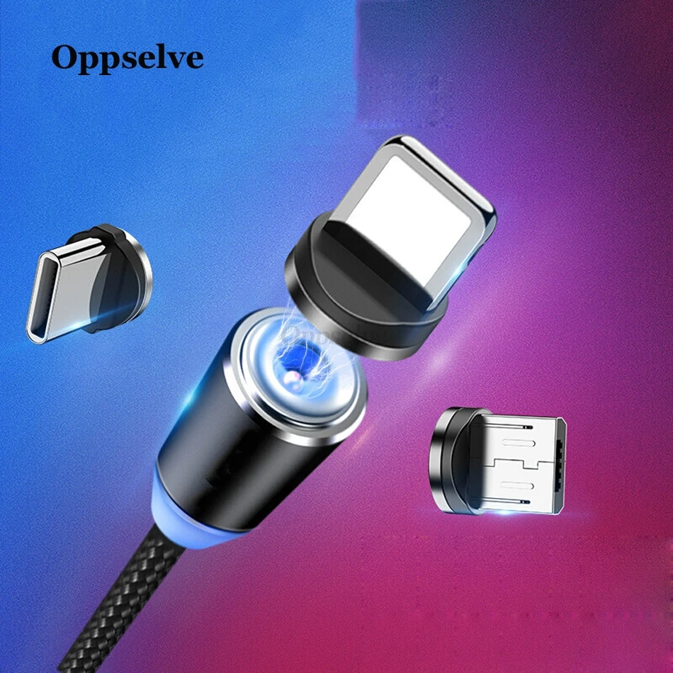 Oppselve Магнитный usb-кабель 1 м Плетеный мобильный светодиодный кабель type C Магнит Micro USB зарядное устройство кабель для iPhone X 7 8 Xs XR 11 samsung USB шнур