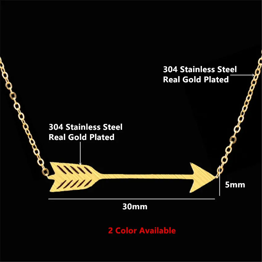 V Attract 2017 Stainless Steel Link Chain Necklace Vintage Jewelry Gold Color Minimalism Cute Arrows Pendant Necklace|necklaces for women|pendant