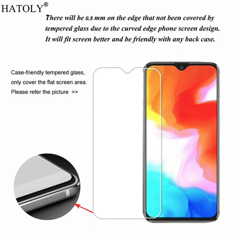 Oneplus-Pel&iacute;cula protectora de vidrio templado para m&oacute;vil, pel&iacute;cula fina de vidrio templado 9H Protector de pantalla HD para Oneplus 6T, 2 uds.-1