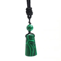 fyjs unique handmade weave malachite stone cylinder pendant rope chain necklace for anniversary gift