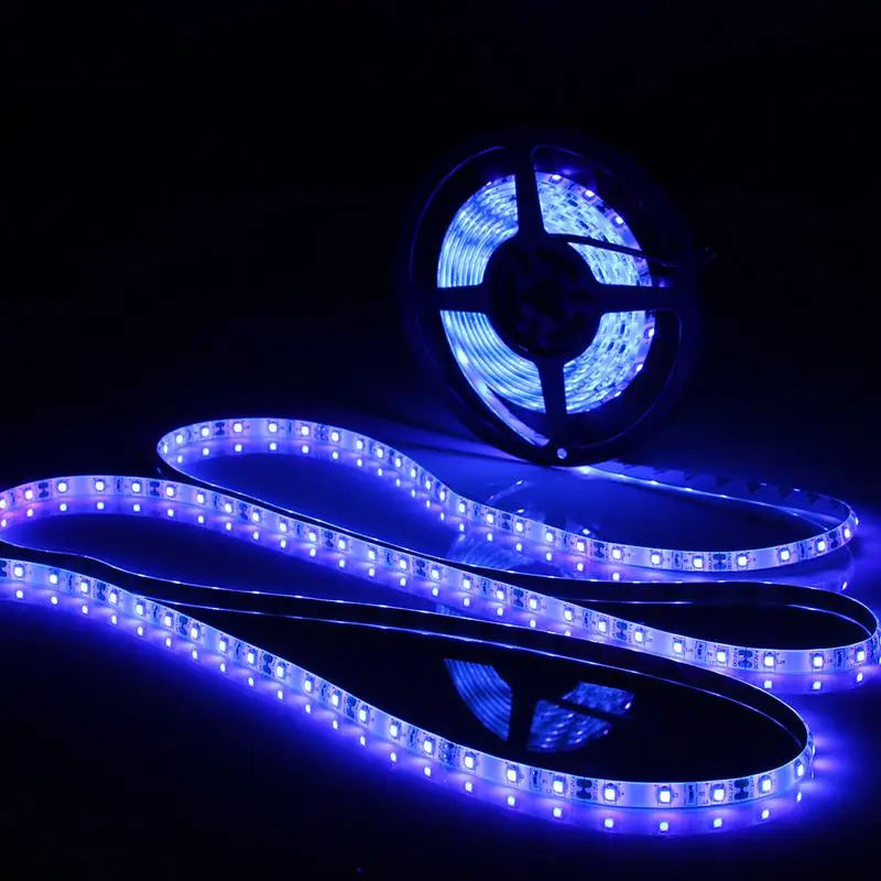 0,5/1/2/3/4/5 м 3528 SMD 60 Светодиодный УФ лампы фиолетовый ультрафиолетовый свет светодиодный свет прокладки Водонепроницаемый IP65 черный подвесной светильник DC12V