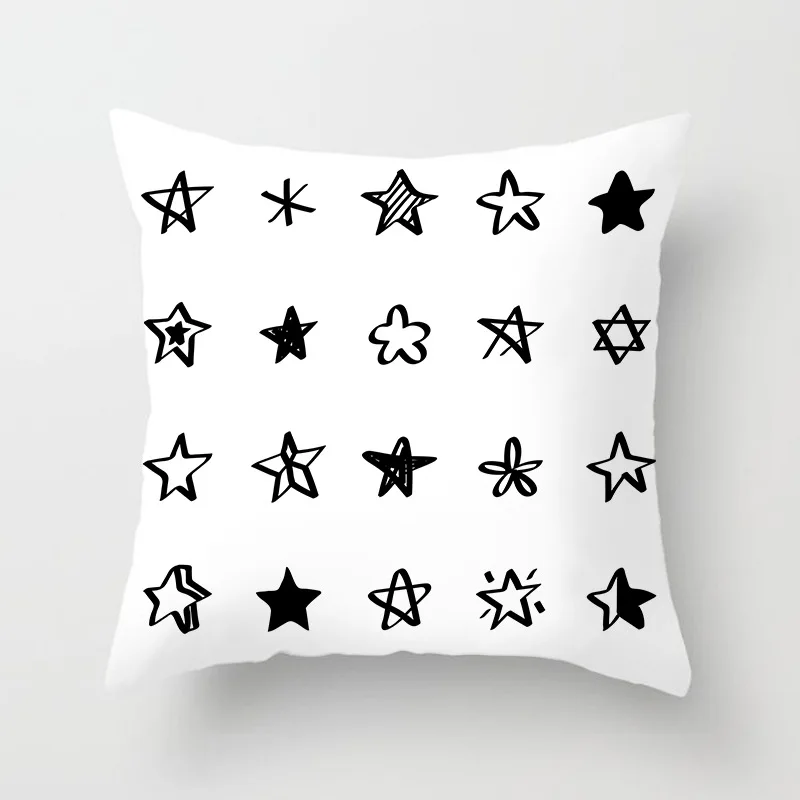 Черно белый полиэстеровый чехол для подушки с геометрическим рисунком|cushion cover