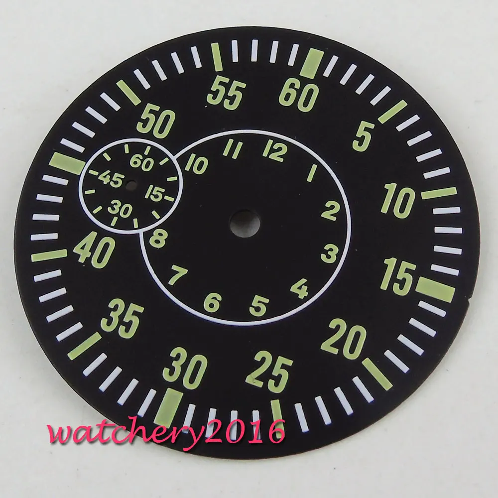 

2019 New Arrival 38.9MM Sterile Dial Green numbers Luminous Marks Fit for ETA 6497 ST 3600 Movement Watch Dial