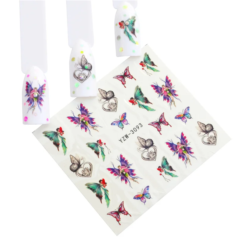 

1 Sheet Butterfly / Flamingo / Animal / Flower Wraps Flora Watermark Adhesive Decoration Manicure Nail Sticker