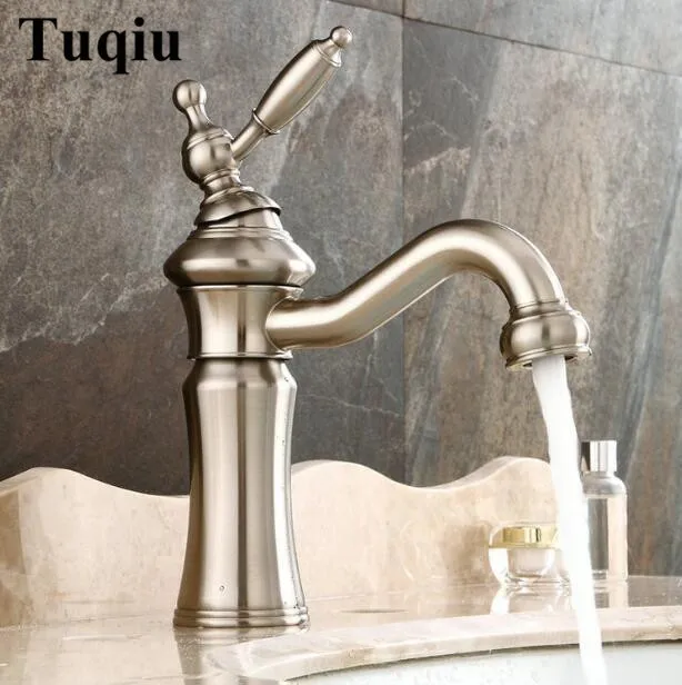 new arrival high quality nickel brushed brass material single lever hot and cold sink bathroom basin faucet