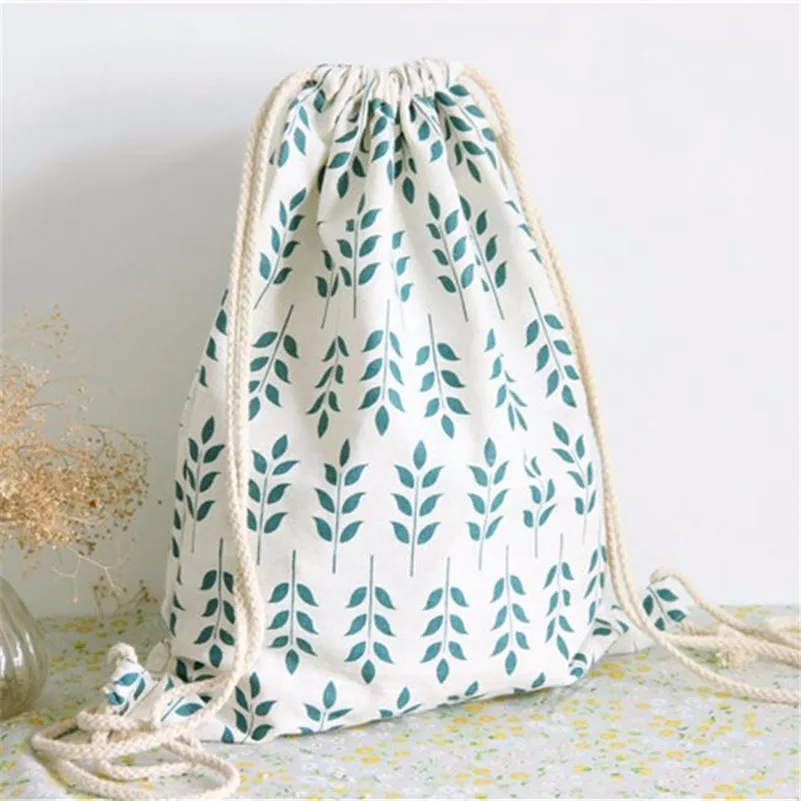 Пшеничное ухо Drawstring хозяйственная сумка женский зеленый холщовый рюкзак для