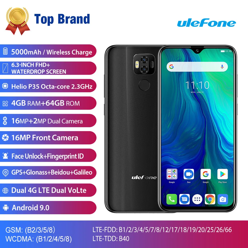 Мобильный телефон Ulefone power 6 4G LTE Android 9 0 восьмиядерный смартфон MTK6765V с функцией