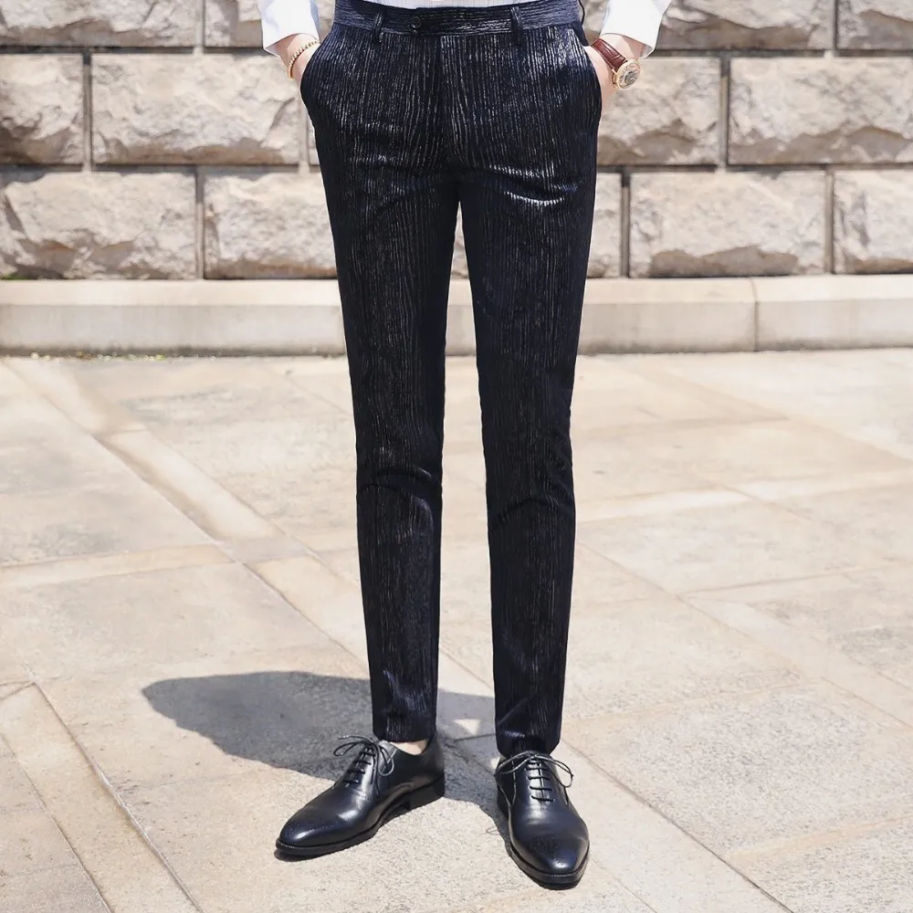Pant Повседневная одежда(Блейзер+ жилет+ брюки), Trajes De Hombre, костюм Mariage Homme Tuxedo,, осенние мужские костюмы в полоску, мужские деловые костюмы - Цвет: Pant