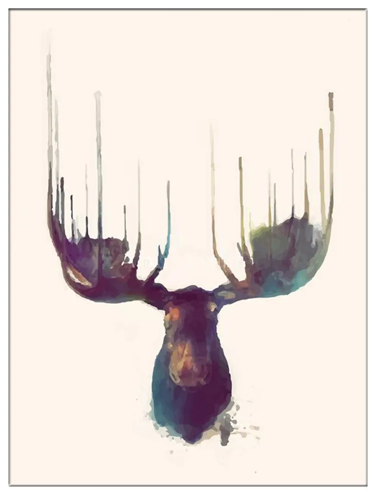 Nordic Minimalist Modern Watercolor Canvas Painting Art HD Print Poster Elk Deer Head Wall Stickers Living Room Home Decor Mix | Дом и сад