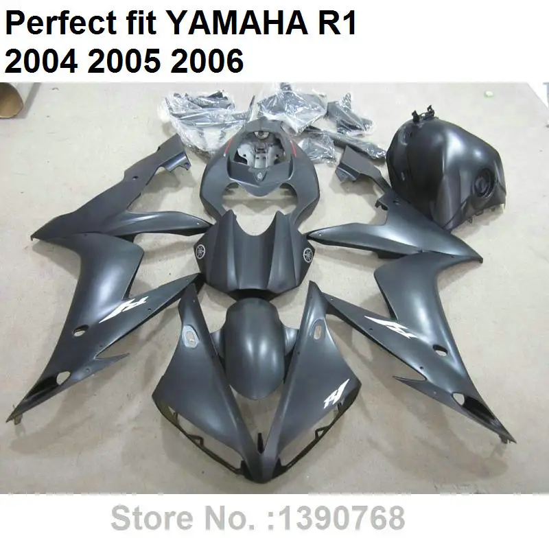 

Aftermarket body parts fairings for Yamaha injection mold YZF R1 04 05 06 black fairing kit YZFR1 2004 2005 2006 LV16