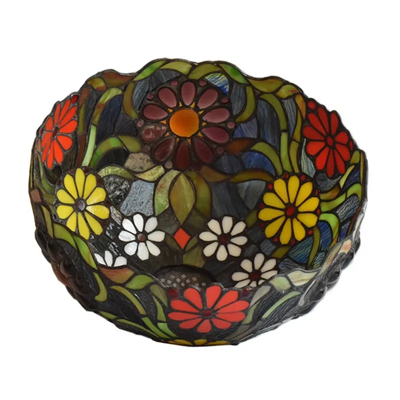 ATREUS 12 дюймов TiffanyLamps стиль настольная Витражная Лампа Абажур винтажный цветочный Викторианский акцент античный для дома