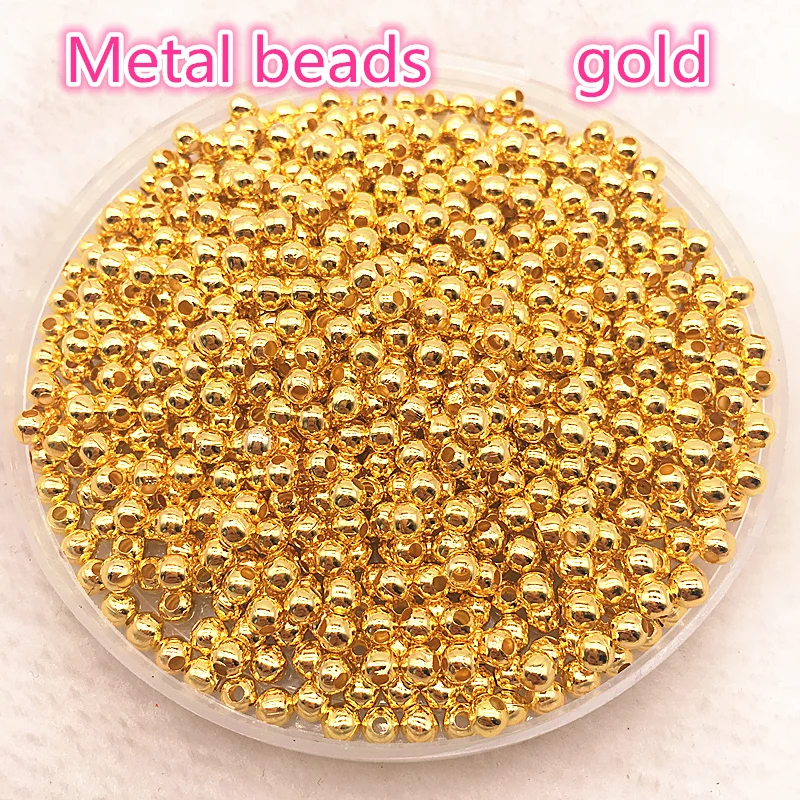 01gold Фурнитура для ювелирных изделий Diy 200 шт 3 мм Золотые/серебряные/Бронзовые/серебристые металлические бусины гладкие шарики для изготовления ювелирных изделий - Цвет: 01gold