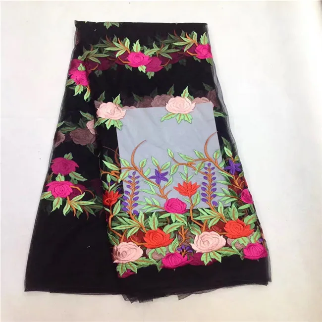 Черный тюль Кружево Ткань Высокое качество Африканский французский 2017 чистая в