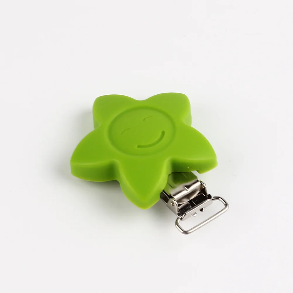 grass green TYRY. HU 1 шт. Подсолнух соска зажим детский силиконовый Прорезыватель аксессуары для прорезывания зубов DIY инструмент для бисера зажим застежки Детские застежки держатель - Цвет: grass green
