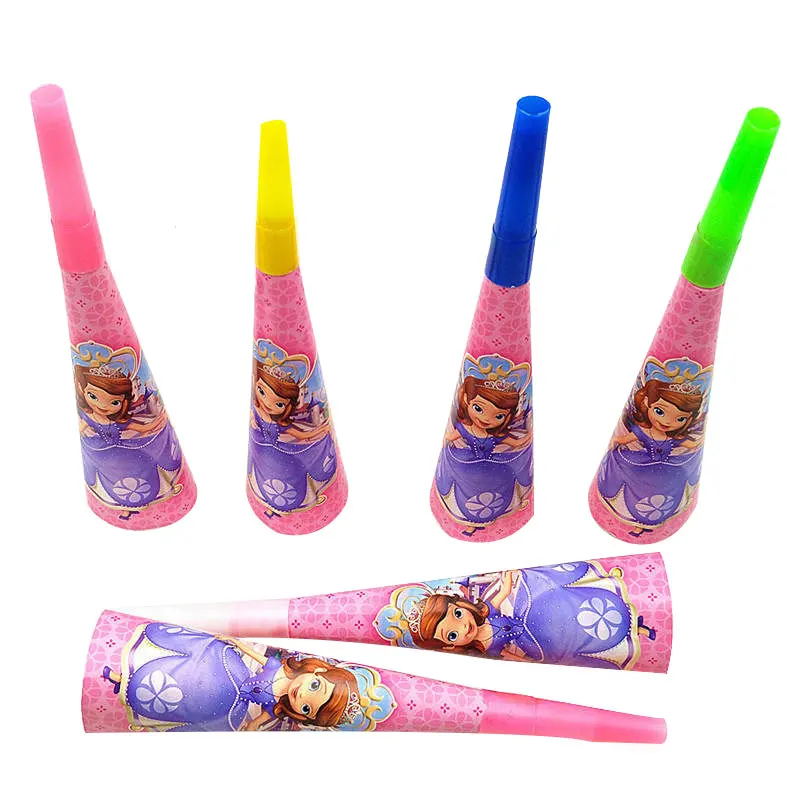 Horn-6Pcs Дисней Принцесса София первый день рождения тема Праздничная бумажная посуда набор для украшения детский душ вечерние принадлежности детский набор для дня рождения - Цвет: Horn-6Pcs