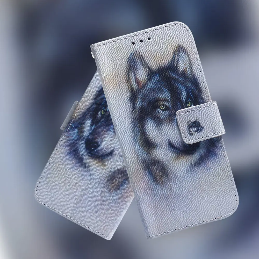 Leather Case for LG G8 G8S THINQ Flip Cover V50 Phone Wallet Wolf Tiger Lion | Мобильные телефоны и аксессуары