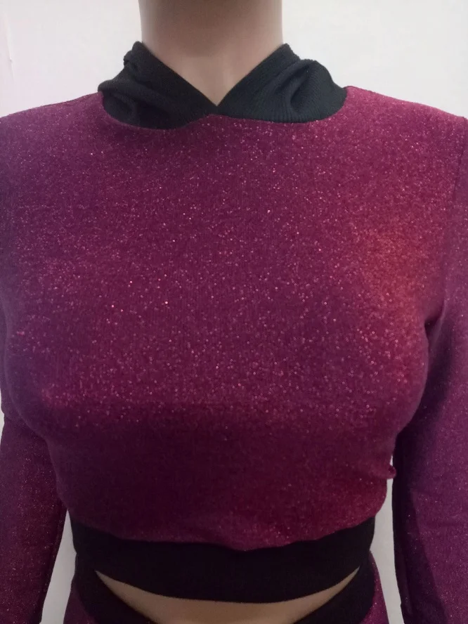 Женская Клубная одежда 2018 толстовка с капюшоном комплект укороченный топ