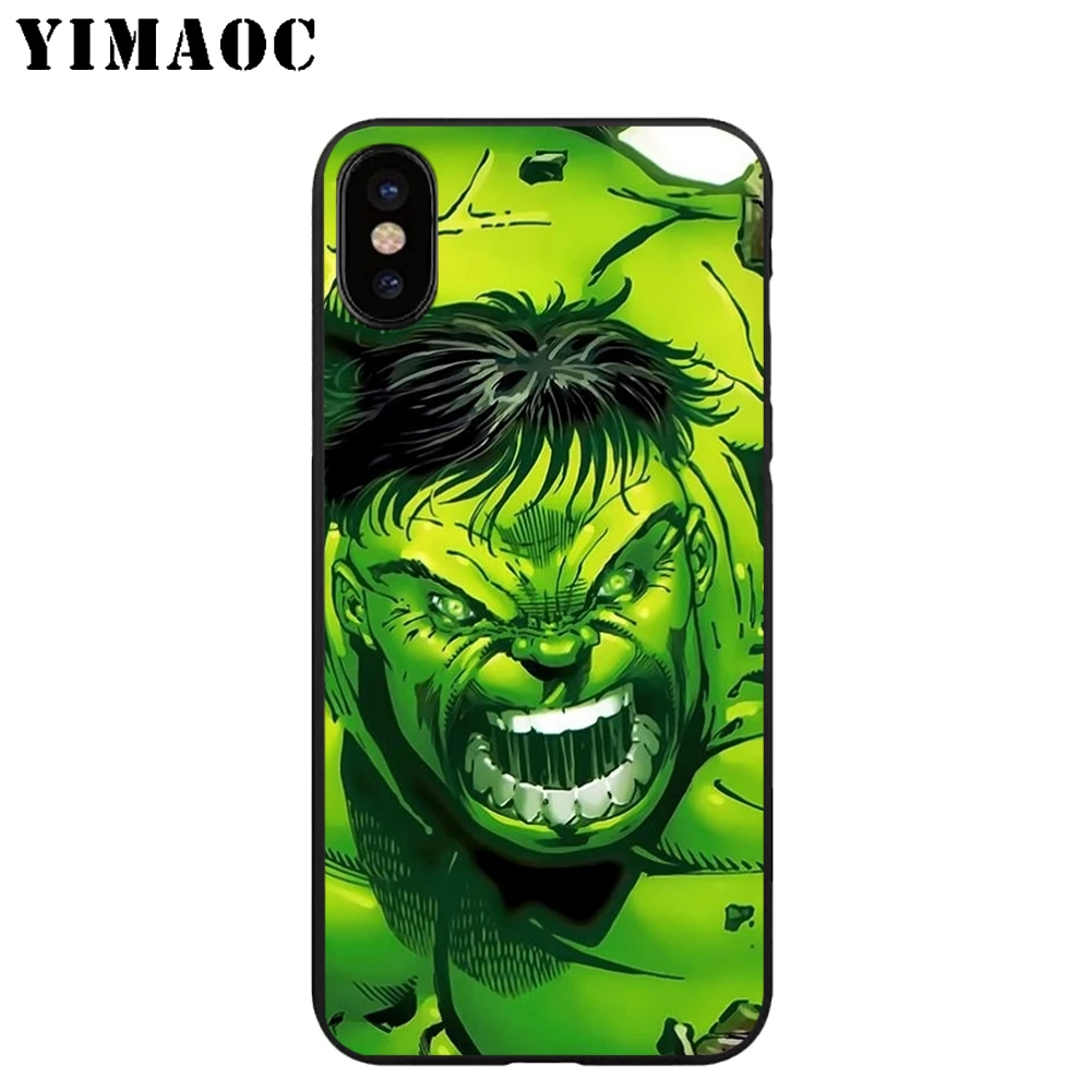 YIMAOC Халк Супергерои зеленый Мягкий ТПУ Черный силиконовый чехол для iPhone X или 10 8 7