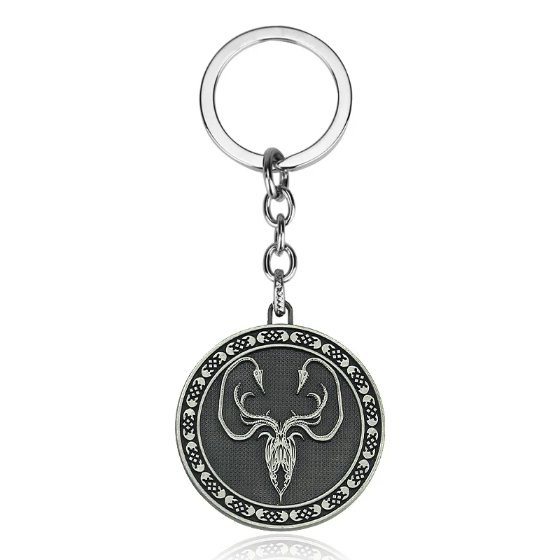 Silver512 Игра престолов House Stark Baratheon Lannister Targaryen Arryn Tully Martell Tyrell Greyjoy брелок для ключей со значком - Цвет: Silver512