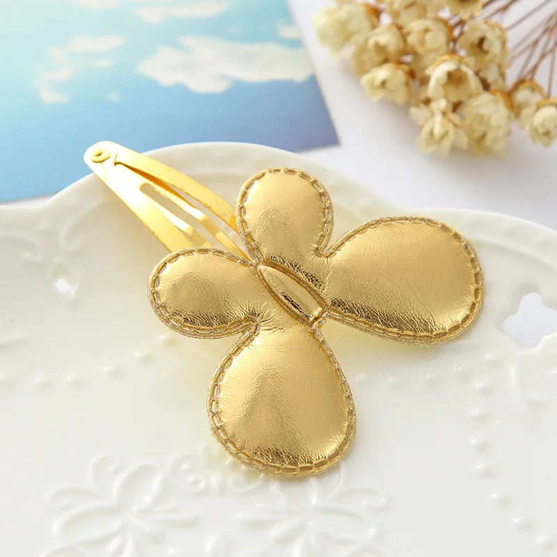 Golden Butterfly LNRRABC 1 шт., модные,, заколки для волос из искусственной кожи для девочек, бабочки, сердца, звезды, маленькие блестки, BB заколки для волос, аксессуары для волос - Цвет: Golden Butterfly