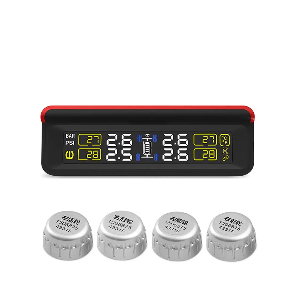 CAREUD T86W Солнечная энергия умный автомобиль TPMS система контроля давления в шинах Солнечная энергия зарядка цифровой ЖК-дисплей беспроводной TPMS