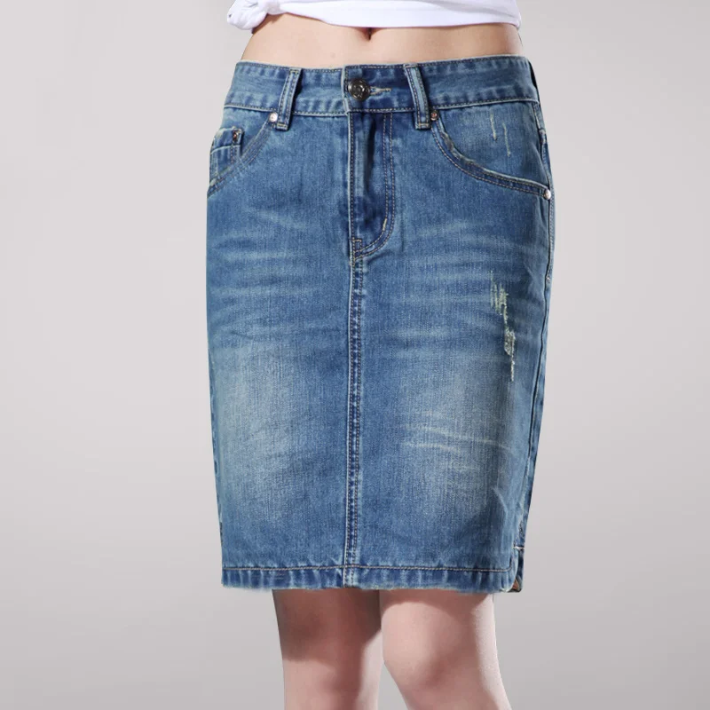 Новый дизайн джинсовая юбка длиной до колен карандаш slim женщина джинсы женская